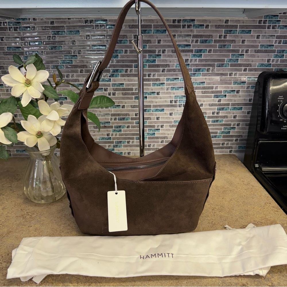 Hammitt Brown Suede Hobo Shoulder Bag